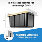 HANDT Overhead Garage Storage Rack, Connectable Heavy Duty Metal Ceiling Rails For Garage Storage Organization Shelving System, Hanging Racks For Tote Containers, Supports Up To 3 Bins, 2 Sets White