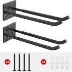 Ultrawall Garage Storage Hooks, Heavy Duty Steel Tool Organizer, 12.4 Inch Wall Mount Hangers Racks for Car Tires, Ladders, Chairs, Ropes and Garden Tools, 2 Pack