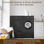 SKM 2 Pack Laundry Pedestals with Drawer - 28" Washer and Dryer Stand, Steel Washing Machine Raiser for Elevation, 14.3 Inches Height, Black