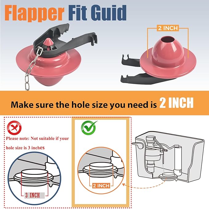 Universal Toilet Flusher Replacement Kit, Toilet Fill Valve and 2-Inch Flapper Replacement Kit, Toilet Parts Inside Tank Kit, Adjustable, Quiet and Easy to Install (2-Pack)