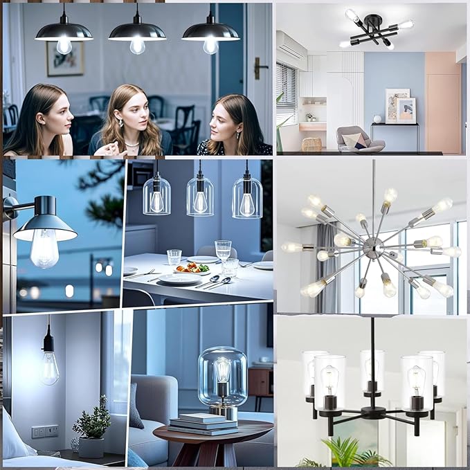 Depuley LED Light Bulbs E26: Chandelier Lights Bulb 6W Equivalent 60W - Edison Vintage Bulbs Daylight 5000K ST58 Clear Glass Bulb 800LM 80+CRI Non-Dimmable 6-Pack