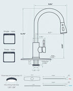 FORIOUS Kitchen Faucets with Pull Down Sprayer, Brushed Nickel, High Arc Single Handle Classic Stainless Steel Sink Faucet 1 or 3 Hole, Suitable for Farmhouse Camper Laundry Rv Bar