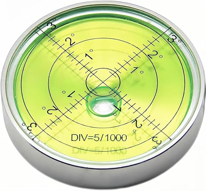 Circular Bubble Levels 2.4 Inch 60mm Accuracy 15'/2 Round High Precision Aluminium Bullseye RV leveling Bubble Levels For Motorhome, Camping, Trailer, Construction, CNC machine(Circular-6012silver)