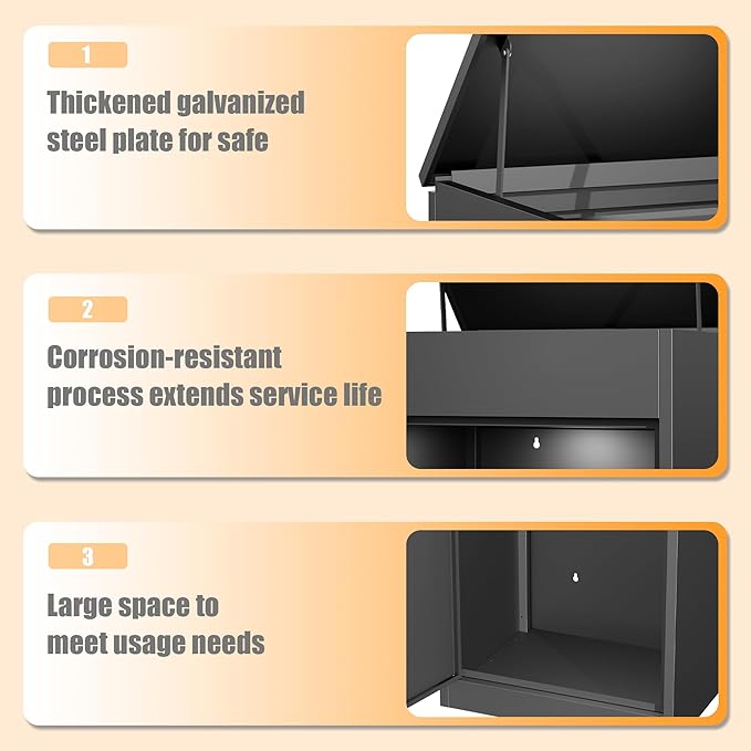 Package Delivery Boxes for Outside,Enlarged Porch Box for Packages with Coded Lock,Large Space,Waterproof,Cold-Rolled Steel Package Lock Box (19.7”x16.1”x50”)