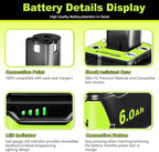 Replacement for Ryobi 18V Battery: 2 Pack 6.0Ah for Ryobi Lithium 18v Battery P108 P102 P107 P109 Cordless Power Tools Fits Craft Creator