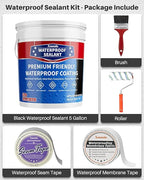 Polyurethane Waterproof Coating, Black, 5 Gallon, Roof Sealant Waterproof Coating for Flat & Matal Roofs, Foundations, Concretes, Indoor and Outdoor Leak Repair Basement Sealer Waterproofing