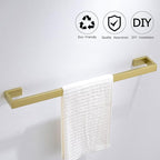 TNOMS Light Gold Towel Bar Set 4 Pieces Bathroom Hardware Set Wall Mounted Stainless Steel,Towel Bar+Towel Holder+Towel Hook+Toilet Paper Holder,23.6 inch