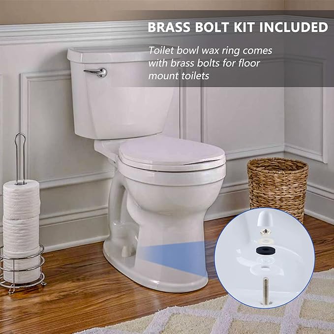 Wax Ring Toilet Kit,Includes Flanges and Bolts for reinstalling The Toilet,Fits 3-inch or 4-inch Waste Lines(2 PCS)
