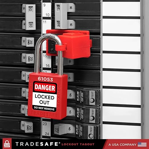 TRADESAFE Lockout Tagout Locks Set - 10 Red Loto Locks, Lockout Locks Keyed Different, 2 Keys Per Lock, OSHA Compliant Lock Out Tag Out Padlocks, Safety Padlocks for Electrical Lockout Tag Out Kits