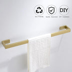 Gold Towel Bar Set 4 Pieces Bathroom Hardware Set Wall Mounted Stainless Steel,Towel Bar+Towel Holder+Towel Hook+Toilet Paper Holder,23.6 inch