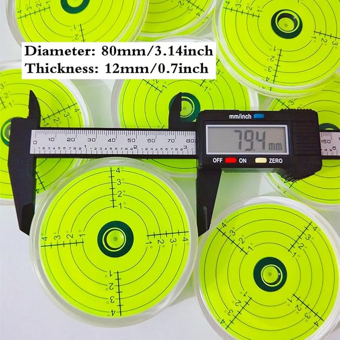 80x12mm Large Bubble Spirit Level Degree Marked Surface Round Levels Circular Level Bubble Measuring Tools