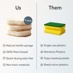 Vove Scrub Sponges 4 Pack, Cellulose & Cotton with Natural Loofah, Eco-Friendly Loofah Dish & Kitchen Sponges, Bathroom Scrubbing Pads, FSC-Certified Packaging