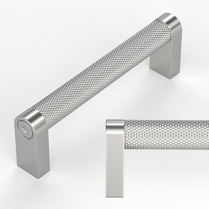 Amerdeco 10 Pack Brushed Satin Nickel Cabinet Pulls 3-3/4 Inch Hole Centers Kitchen Cabinet Handles Hardware Kitchen Handles for Cabinets Handles ZH0064