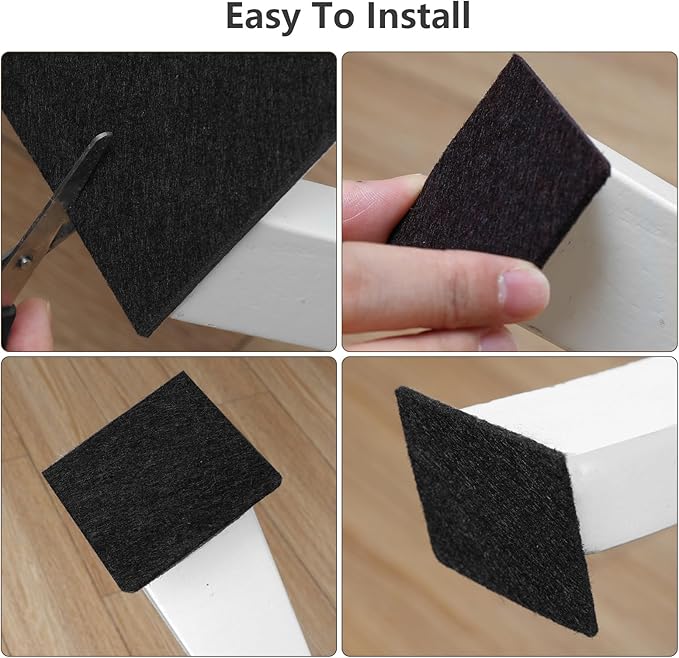 Yelanon Felt Furniture Pads -60 Pcs Premium Felt Pads for Chair Legs Furniture, Floor Protectors for Hardwood Floors, Black