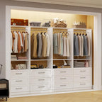 Closet System with 12Drawers, Modular Closet Organizer System with 8 Hanging Rod, Custom Closet Storage System for Small Walk-in Closet, 4 Sets,White (8FT)