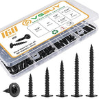 160Pcs #8 Modified Truss Head Wood Screws Assortment Kit, Stainless Steel 410 Quick Metal,Black Zinc Plated,Self Tapping Screws, 6 Sizes (1/2", 3/4", 1", 1-1/4", 1-1/2", 2")