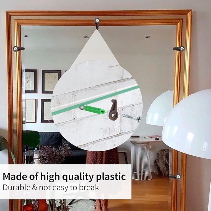 20 Pack Glass Window Clips Brown Retainer Clips, Glass Door Holder Cabinet Panel Bracket Screen Fixing Clips, Glass Door Retainer Kit Mirror Hanging Hardware for Vanity Mirror Window Screen