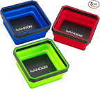 Collapsible Magnetic Parts Tray Set - (Pack of 3) Tool Trays for Screw, Bolts, Nuts, Washers, Pins and Other Small Metal Parts - 4.25 Inch Square - Red, Blue, and Green