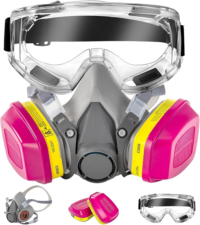 6200 Half Face Respirator Mask with Filters, Gas Mask Ideal for Painting, Woodworking, Sanding, Spraying