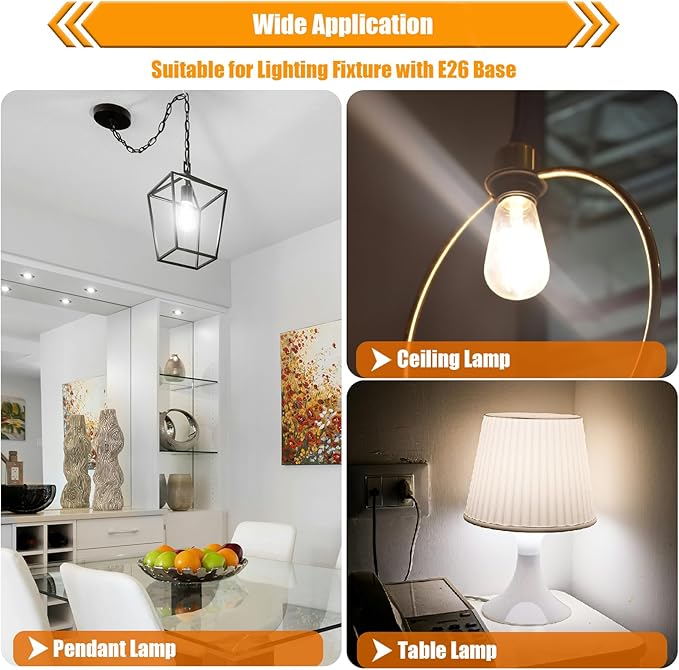 40 Watt Light Bulbs, E26 Bulb, 4000K Cool White 4W LED Edison Bulbs, Flickering Free, 90 High CRI, 450LM, Not Dimmable, Pack of 12