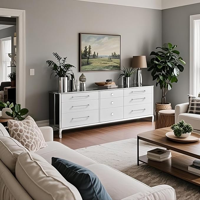 10 Pack 10 Inch(254mm) Hole Center Polished Chrome Modern Cabinet Pulls Kitchen Cabinet Handles Kitchen Cabinet Hardware Timeless Drawer Pulls for Dresser Cupboard Wardrobe, Chrome(10x10)