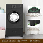 SKM Washer and Dryer Stand - 28" Laundry Pedestals for Washing Machine and Dryer with Top Panel, Heavy Duty Steel Pedestal Raiser, 14.2 Inches Height Elevation in Black