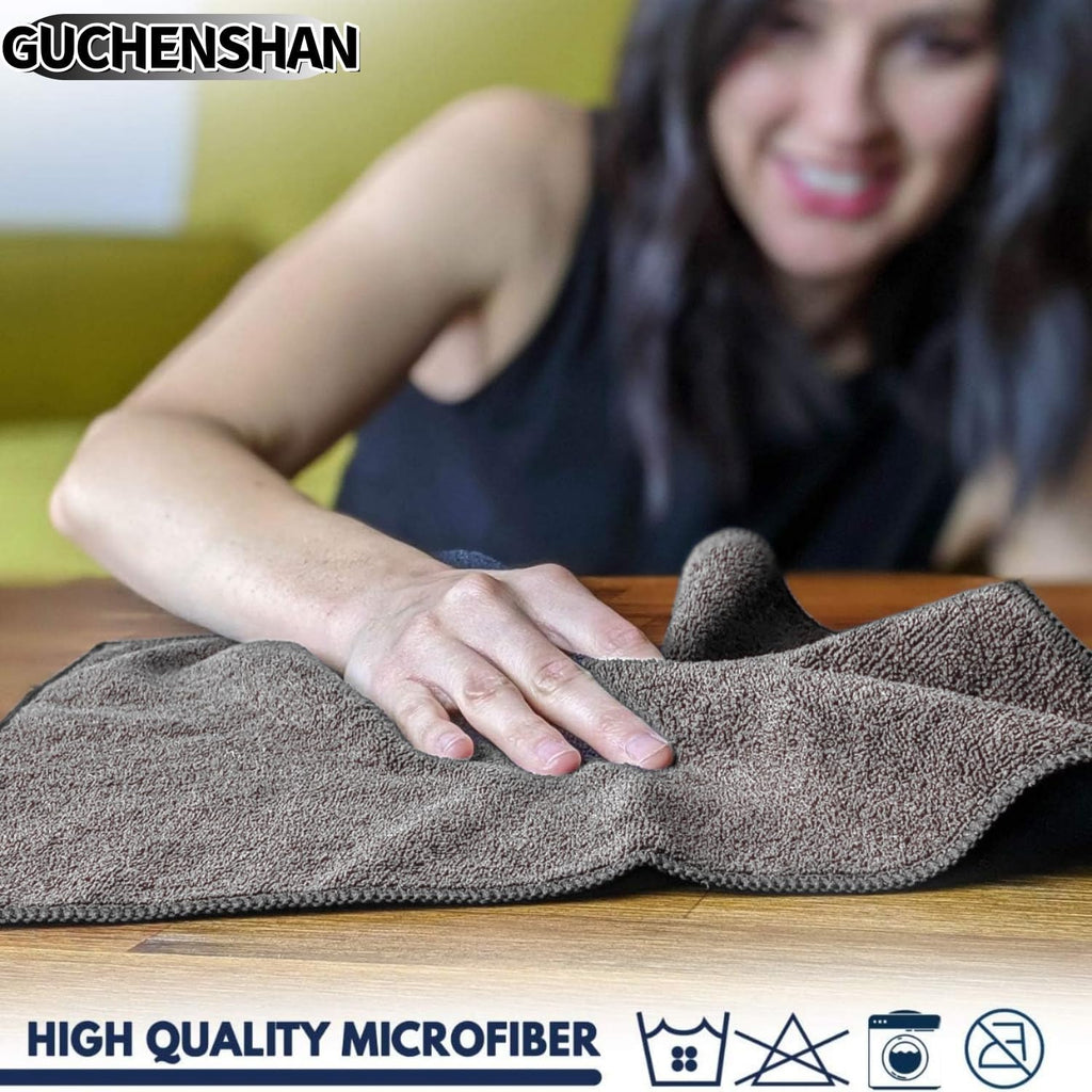 11x11 Inch Slim Microfiber Cleaning Cloths, 30-Pack - Flexible for Tight Spaces (Car Vents/Glass Edges), Lightweight & Scratch-Free, Washable for Kitchen/Bathroom/Car (Grey)