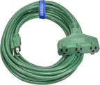 Clear Power 35 ft 3 Outlet Lawn & Garden Outdoor Extension Cord 16/3 SJTW, Green, Water & Weather Resistant, Flame Retardant, 3 Prong Grounded Plug, CP10194