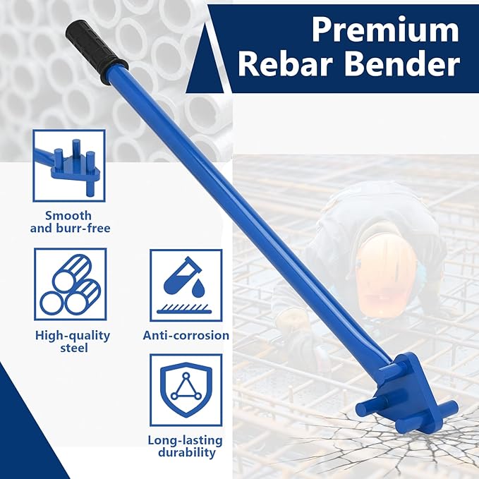 Rebar Bender Metal Bending Tool Manual Hand Operated to 5/8" Bar for Flat Steel and Steel Rod