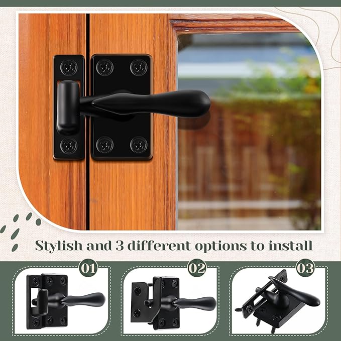 Hicarer 4 Pack Casement Window Lock 1-7/8 Inch Zinc Alloy Window Sash Lock Latch Replacement for Home Casement Windows (Matte Black)