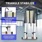 JADDUO Telescoping Ladder,27.9 FT Extension Ladder,Aluminum Lightweight Telescopic Ladder with 2 Triangle Stabilizers, Telescoping Attic Ladders RV Ladders for Travel