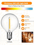 G40 LED Replacement Bulbs, 1.57 Inch Shatterproof Plastic Bulbs 0.6 Watt Dimmable Globe Light Bulbs fit E12/C7 Candelabra Base for Indoor Outdoor String Light Decor, Warm White, 25 Pack