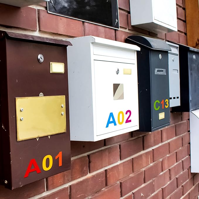 Outus 8 Sheets Vinyl Letter Stickers Self Adhesive Mailbox Numbers Alphabet Stickers Stick on Letters for Christmas Stockings Scrapbook Bulletin Board School Business(1 Inch,Rainbow)