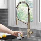 KRAUS Oletto 2-in-1 Commercial Style Pull-Down Single Handle Water Filter Kitchen Faucet for Reverse Osmosis or Water Filtration System in Spot-Free Antique Champagne Bronze, KFF-2631SFACB
