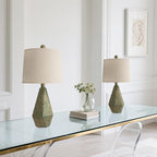 PoKat 20.25" Vintage Table Lamps Set of 2 for Night Stands, Modern Bedside Lamps for Bedroom Living Room, Farmhouse Bedroom Lamps for End Table, Suitable for Small Place, Retro Blue and Green