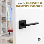 Mega Handles Prime Dummy Lever, Door Handle for Closet or French Doors, Single Side Door Levers, Non-Turning, Fits All Standard Door Sizes, Covered Screws Included - Matte Black (2 Pack) 5"
