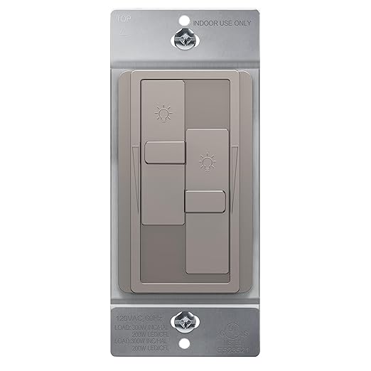 TOPGREENER Elite Series Kalide Dual Load Dimmer Light Switch, Double LED Dimmer Switch, Full Range Dimming, Single Pole, 120VAC, 60Hz, 200W LED/CFL, Neutral Wire Not Required, TGDDS-NK, Nickel
