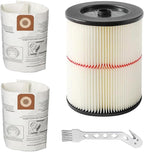MZY LLC 1 Pack 17816 Filter for Craftsman Shop Vac Filter Cartridge Replacement with 2 Pack CMXZVBE38749 General Purpose Dust Collection Bags for 16 and 20 Gallon Shop Vacuums