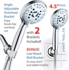 AquaCare High Pressure 8-mode Handheld Shower Head - Anti-clog Nozzles, Built-in Power Wash to Clean Tub, Tile & Pets, Extra Long 6 ft. Stainless Steel Hose, Wall & Overhead Brackets