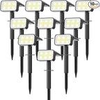 Solar Spot Lights Outdoor, [10 pack/118 LED] 4 Modes Auto On/Off Solar Landscape Spotlights, Ip67 Waterproof Solor Powered Pathway Lights for Outside Yard Garden Walkway Tree Patio (Cool White)