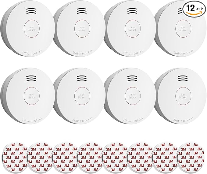 Jemay Smoke Detector Fire Alarms 10 Year Battery Operated with Photoelectric Sensor & Silence Button,3V Battery Smoke Alarm Fire Detectors Easy to Install, UL217-9th Listed, 8 Packs