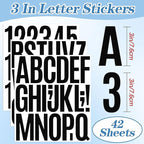 910 PCS 42 Sheets Letter Stickers Large Mailbox Numbers and Letters Self Adhesive Vinyl Waterproof Custom Alphabet Number Stickers for Mailbox Address, DIY Crafts, Door, Windows Decor (3 Inch,Black)