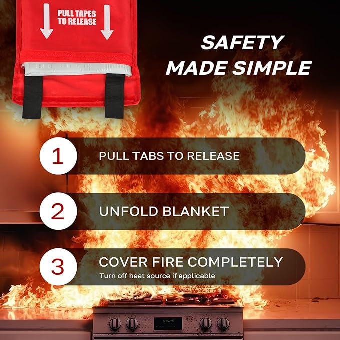 Signature Series Fire Blanket | Flame Suppression Fiberglass Blanket for Home & Kitchen Safety | Ultimate Fire Protection Blankets That Never Expire