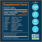 100 Billion Probiotics for Men and Women 27 Strains 5 Organic Prebiotics for Gut Digestive & Immune Health, Supports Diarrhea Gas Bloating, Vegan Probiotic Supplement Formula丨120 Caps