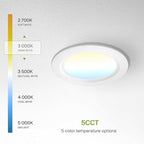 ASD LED Recessed Lighting 6 Inch, Round Commercial Downlight, Mini Panel with Baffle Trim, 6" 15W 120-277V CCT Selectable 2700/3000/3500/4000/5000K, Dimmable Ceiling Light Fixture, White, ETL, 6 Pack