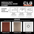 CLG HARDWARE DC6003 Medium Duty Commercial Door Closer - Surface Mounted, Automatic Door Closer, Cast Aluminum, UL 3 Hour Fire Rated, Size 3 for Residential & Light Commercial Doors- US10B Dark Bronze