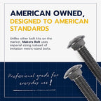 1/2 in. x 5 in. Black Carriage Bolt Kit Includes 12 Bolts, 12 Washers, and 12 Nuts, Ceramic Black Ruspert Coated for Exterior Use - 2X Rust Resistance of Galvanized by Makers Bolt