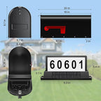 Solar Mailbox Light for Outside Post Mount - 3 Light Modes, Strongest Magnet, Dual-Sided, Waterproof Galvanized Steel, Easy Install, Medium Capacity, 20 x 8.8 x 7 inches, Black