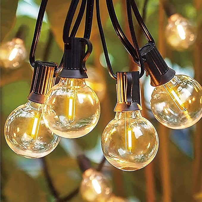 25Pack G40 LED Replacement Bulbs, E12 Candelabra Base, 1W (7W Equivalent) Dimmable 2700K, Shatterproof Plastic Globe for Outdoor String Lights, Patio, Porch, Christmas, Wedding, Cafe & Bistro