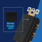 LIDER Minimalist Design Matte Finish Lighted Triple Switch with Screwless Wall Plate, Combination Frameless Decorator Switch with Locator Light, Ground Terminal Single Pole, 15A 120V, UL Listed, Black